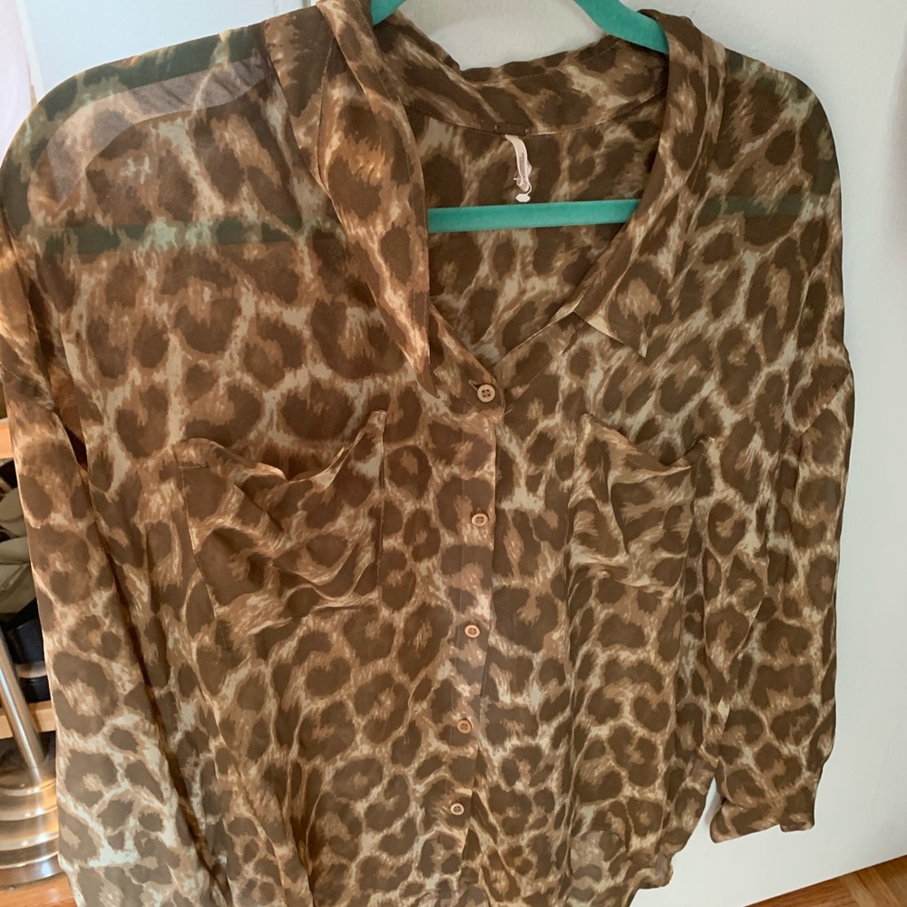 Free People leopard print blouse